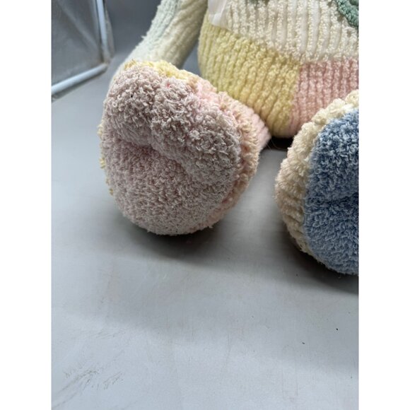 large fine toy Patchwork Chenille Stuffed Bunny Ribbon Pastel Plush animal READ - Picture 6 of 8